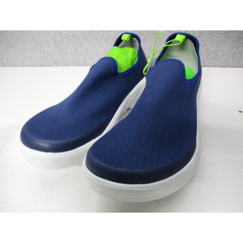 OOFOS OOmg eeZee Low Womens Size 8 Blue White Slip On Recovery Shoes Canvas - Picture 2 of 5